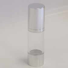 Clear & Silver Chrome 30ml With Cap - Airless Serum Bottles