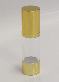 Clear & Gold Chrome 30ml With Cap - Airless Serum Bottles