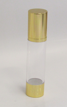 Clear & Gold Chrome 50ml With Cap - Airless Serum Bottles