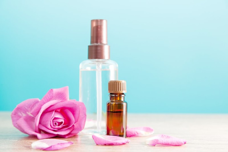 Bottle aromatic oil pink rose