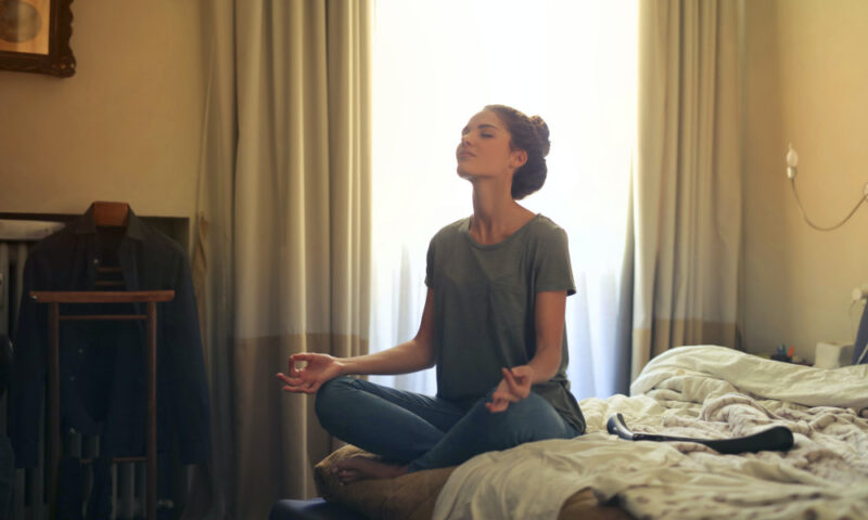 Yoga meditation in the bedroom